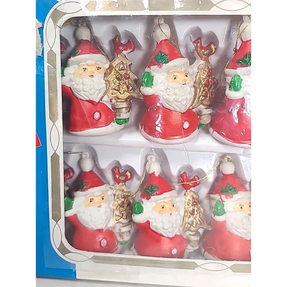 10 Vintage SANTA CLAUS Blow Mold String Light Covers Alderbrook Hong Kong